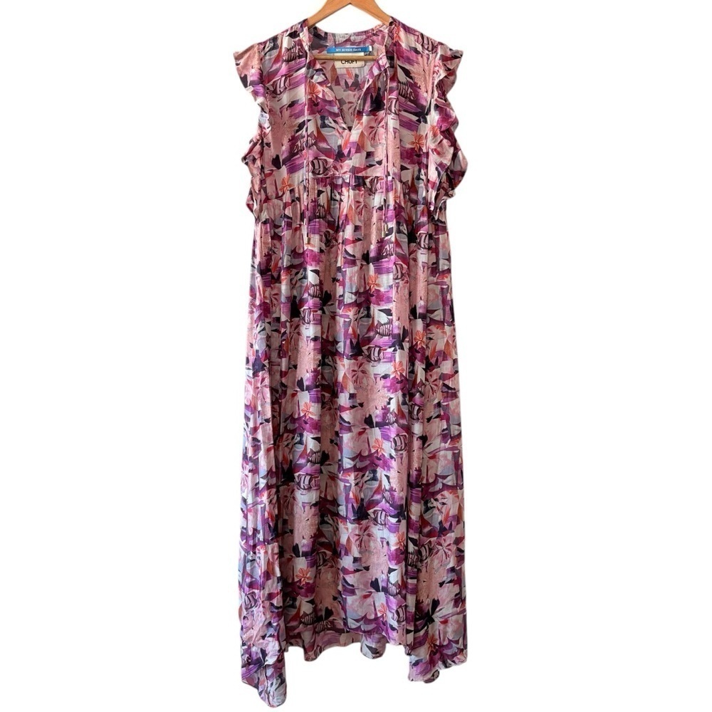 Chufy Pink Floral Tropical Print Maxi Dress